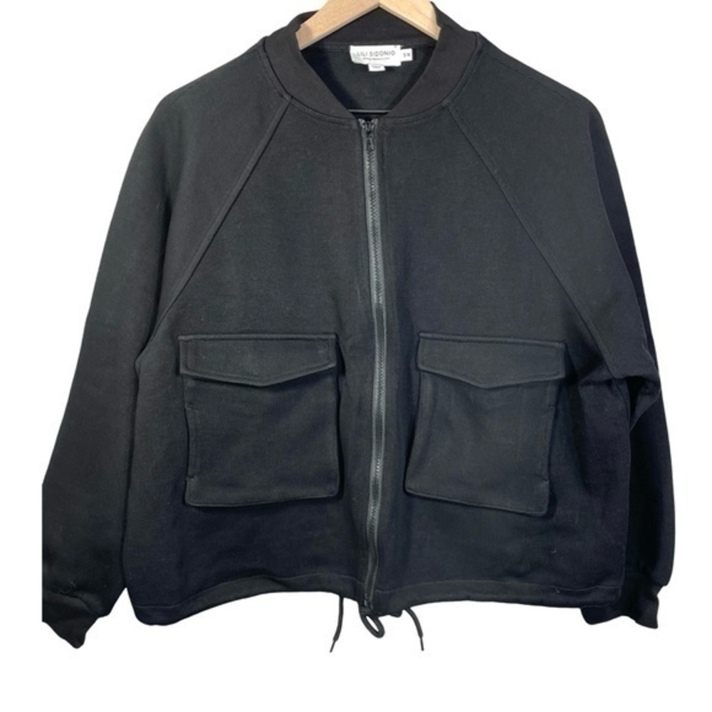Lili Sidonio Molly Bracken Black Full Zip Bomber Jacket Size S/M Color Black